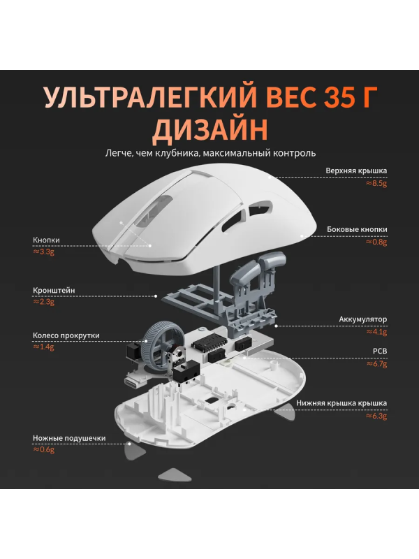 Купить Компьютерная мышь DAREU A950 Wing Белый-1.png